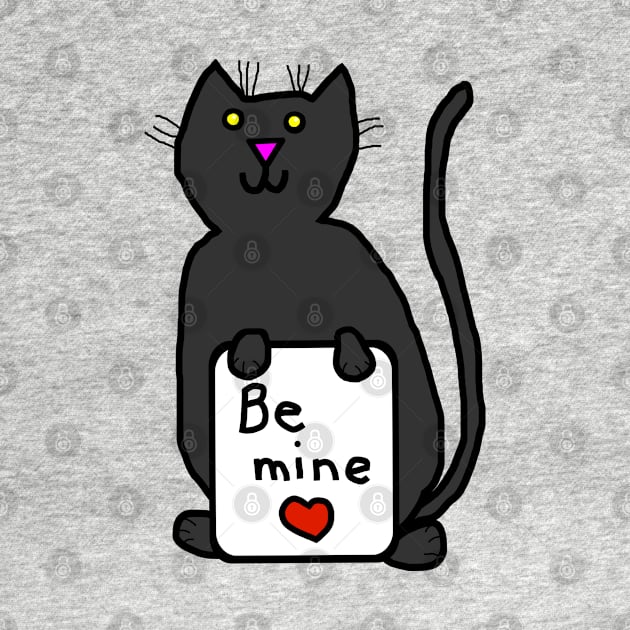 Cute Cat says Be Mine on Valentines Day by ellenhenryart